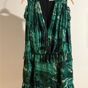 Victoria Beckham Green Abstract Mini Dress